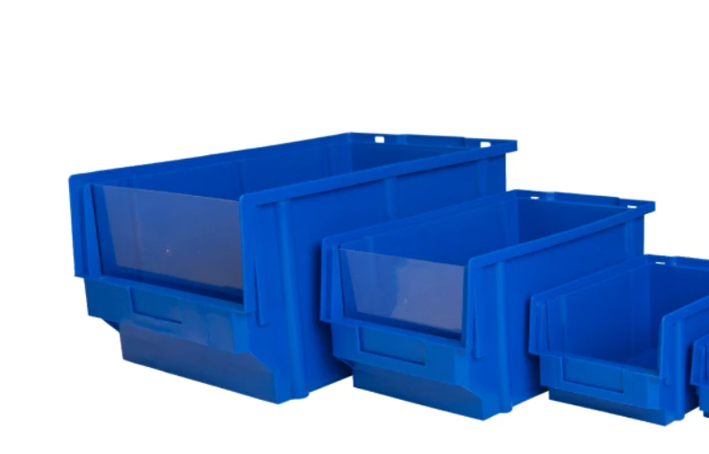 Peg Board Plastic Shelf Bins, Heavy Duty Storage Bins for Garage, Closet, and Drawer Organization, 12-Inch x 6-1/2-Inch x 4-Inch, Blue, 18 Pack