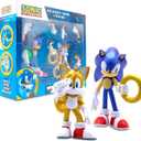 Official Sonic The Hedgehog Metallic Sonic & Tails 4 Action Figures  Buildable, Interchangeable Arms & Accessories, Collector Window Box