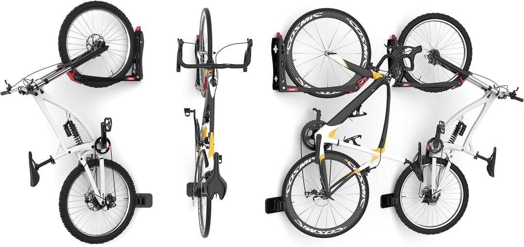 TORACK BIKEPAL No Lifting Swivel Bike Racks, Space Saving Wall Mounted Bike Holder for Garage, Bike Wall Hangers for Vertical Bike Storage (Pack of 3)