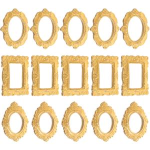Axafazup 15 Pcs Mini Gold Picture Frames, Small Vintage Resin Frames, Tiny Antique Photo Frames For Wall Collage, Home Decor, DIY Crafts, Wedding Gifts