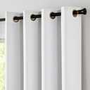 jinchan 100% Blackout Curtain 84 Inches Long White Curtain for Bedroom Living Room Linen Textured Thermal Insulated Curtain Grommet Top Window Drape 1 Panel White