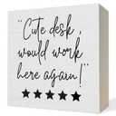 ATBWGT Funny Office Wooden Box Sign,Funny Office Decor,Cute Desk Would Work Here Again Wood Block Plaque Signs for Home Office Workplace Table Shelf Decor, 5x5 Inch