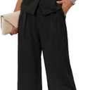 MEROKEETY Women's 2 Piece Outfits Summer 2026 Sleeveless Suit Vest Wide Leg Pants Business Work Casual Blazer Sets