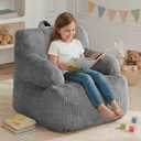 Bean Bag Chairs for Kids with Armrests, Comfy Kids Bean Bag Chair, Soft-Filled Cozy Bean Bag Sofa for Boys and Girls, Small Bean Bags for with Pocket, Floor Chair for Gaming, Reading & Relaxing,Grey