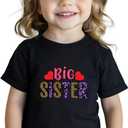 Big Sister Gifts for Girls Shirts Promoted to Big Sister Announcement Shirt Toddler Short Sleeve Cotton T-Shirt 2T-8 Years Leopard Print (Black)