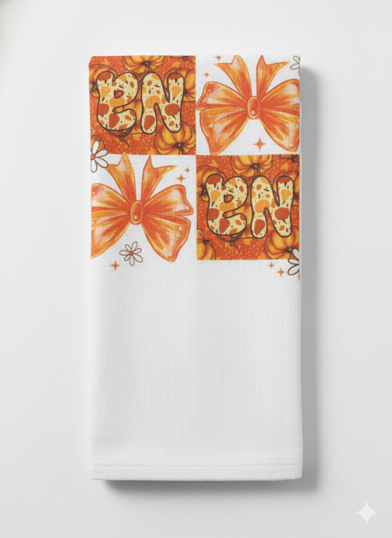Fall Pumpkin Mama Bow Flower Decor Kitchen Towel, Reusable Tea Towel, Dish Towels, Suitable for Bathroom, Home, Kitchen, Tea Parties, Autumn Atmosphere Decoration Halloween 13.8x23.6 Inches