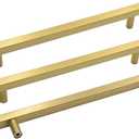 Goldenwarm 2 Pack Gold Cabinet Handles 8"(204mm) Brushed Brass Cabinet Pulls T Bar Drawer Pulls for Kitchen Cupboard & Drawer Hardware