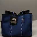 QOGiR Neoprene Multipurpose Beach Bag Tote with Inner Zipper Pocket     (Large, Blue)