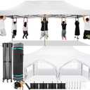 COBIZI 10x20 Pop Up Canopy with 6 Sidewall, Heavy Duty Canopy UPF 50+ All Season Wind Waterproof Commercial Outdoor Wedding Party Tents for Parties Canopy Gazebo with Roller Bag(10 x 20 ft White)