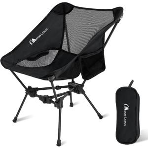 MOON LENCE Portable Camping Chair Backpacking Chair - The 4th Generation Ultralight Folding Chair - Compact, Lightweight Foldable Chairs for Hiking Mountaineering, Beach (Black)