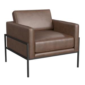 HomePop Modern Metal Frame Accent Chair|Homepop Home Décor|Accent Chairs for Living Room & Bedroom - Brown Faux Leather