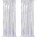 Silver Backdrop Curtains 2 Pieces 2FTx8FT Sequin Backdrop Decor for Party Wedding Christmas Background (2 pcs-2ftx8ft)