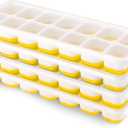 Ice Cube Trays 4 Pack, Airabc Silicone Ice Cube Trays with Removable Lid, Easy-Release Flexible 14-cube Ice Trays, LFGB Certified and BPA Free, Stackable Ice Trays with Covers for Cocktail, Freezer (Yellow)