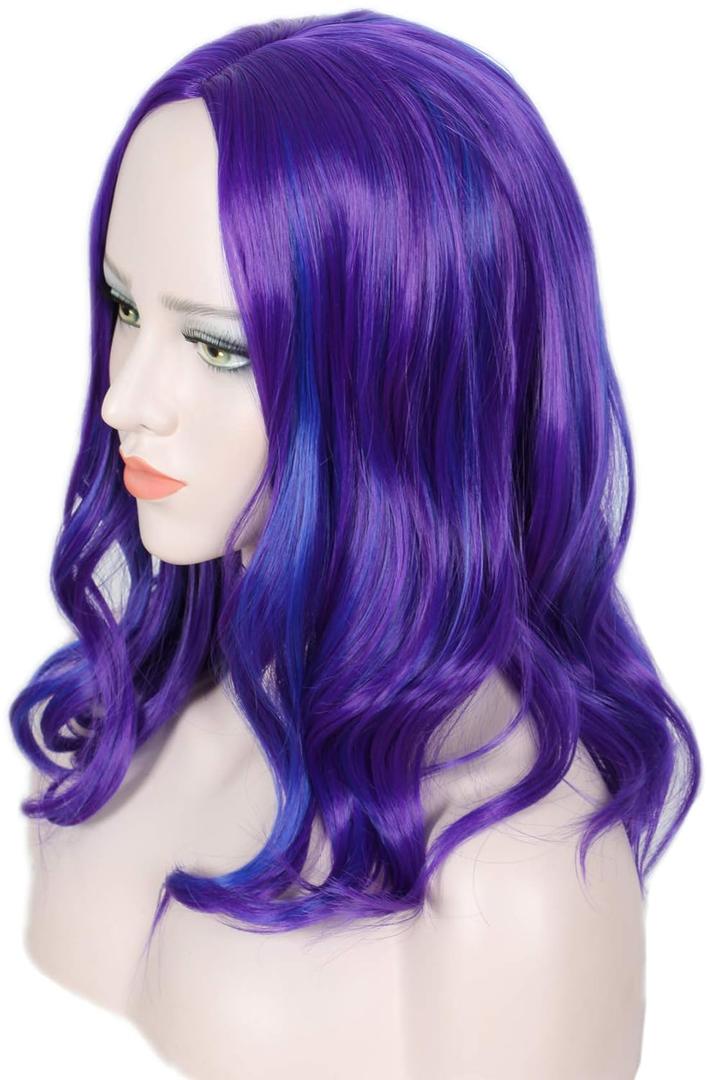 Linfairy Kids Child Purple Wig Halloween Costume Cosplay Wave Wig
