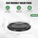 12 Pack Catering Trays with Lids, Round 12 Inch Veggie Tray with Lid, Disposable Fruit Tray for Parties, Catering Trays for Serving Snack, Appetizer, Fruit, Veggie and Sandwich