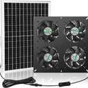 25W Solar 4 Fan Kit for Outdoor Greenhouse, Solar Powered Vent Exhaust Ventilation Fan for Chicken Coop, Shed Air Circulation, 14.7 Ft Long Cord with IP65 Weatherproof Rate