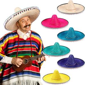 Mumufy 6 Pcs Cinco De Mayo Sombrero Hats Bulk,Mexican Sombrero Hats for Men and Women,Fiesta Cinco De Mayo Decorations Party Holiday Costume with 6 Colors,Adults Summer Outfit Accessories