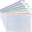 Tamaki 6 Pack Mesh Zipper Pouch Bags Waterproof Zipper Bags Durable Pouches for Organization Bag Board Game Storage, Document Bag Letter/A4