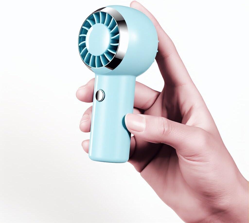 2 x Portable Handheld Mini Fan, 3-Speed Settings with 16,900 RPM High-Speed Personal Fan, USB Rechargeable, Mini Fan with Lanyard, Ideal for Makeup, Travel, and Outdoor Activities (Blue)
