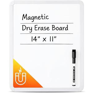 Mr. Pen- Dry Erase Board, 14” x 11” with a Black Dry Erase Marker, White Frame, Small Mini White Board for Students, Fridge, Wall, Locker, Includes Double Sided Tapes
