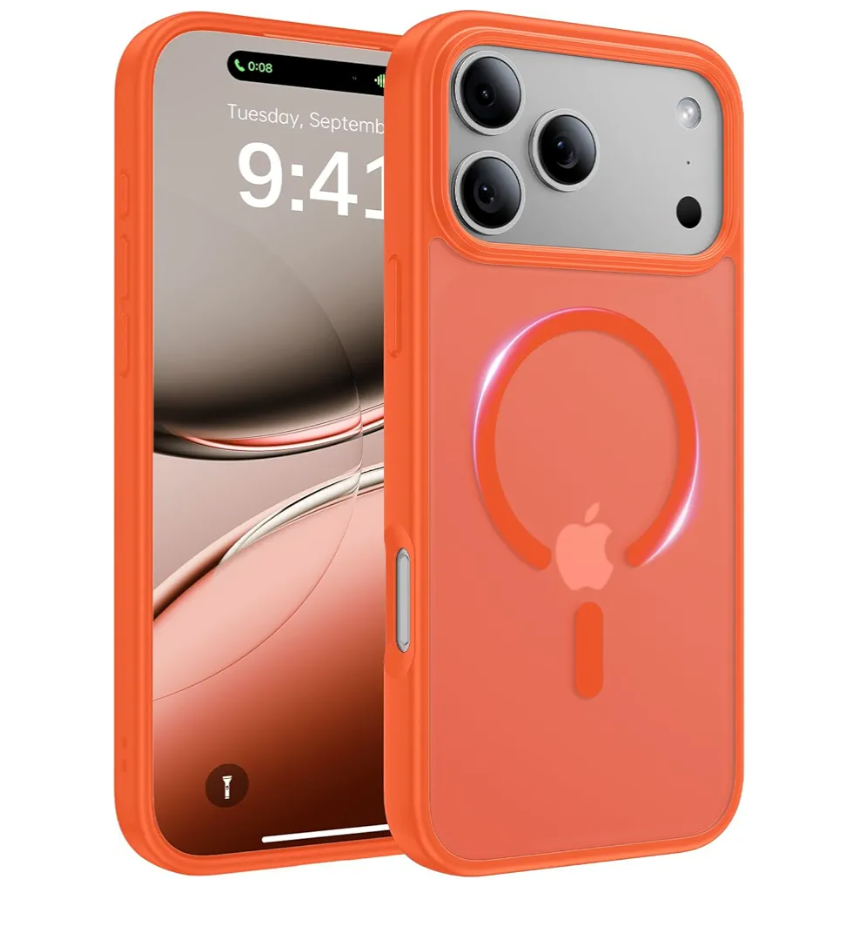 Magnetic for iPhone 17 Pro Max Case, [Anti-Slip] [Military-Grade Drop Protection] [Camera Protection] Skin-Friendly Slim Matte Shockproof Protective Case for iPhone 17 Pro Max, Orange