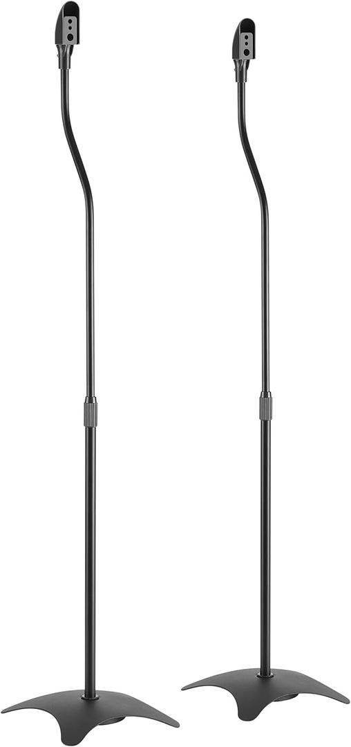 Black Universal Surround Sound Speaker Floor Stands Adjustable fit Sony, Samsung, LG, Panasonic Systems up to 9.9lbs - 2 Pack