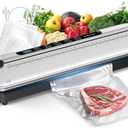 Vacuum Sealer Machine for Food Preservation, 6-in-1 Food Sealer for Freshness Storage, 75kpa Compact Vacuum Sealing Machine with External Sliding Blade, Digital Countdown Timer Silver