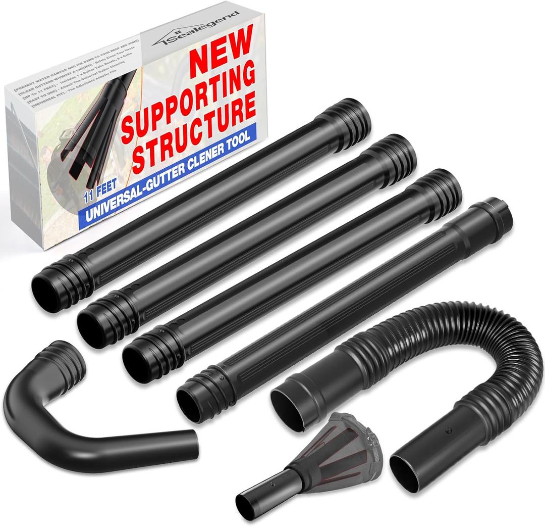 Sealegend Universal Leaf Blower Gutter Attachment, Gutter Cleaning Tools from Ground with Suppotive Structure and Telescopic Hose All-Round Cleaning, 11 Feet