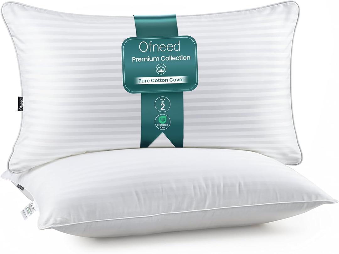 King Size Pillows Set of 2 Down Alternative  Soft & Fluffy King Pillow with Cotton Cover, Hotel Quality Pillows for Bed, Perfect Bed Pillows for Side and Back Sleepers, Size 20"x36"