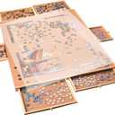 Rotating Wooden Puzzle Board for with 6 Storage Drawers & Protective Cover  Jigsaw Puzzle Table - for Adults & Families Home Entertainment & Puzzle Building (1500 Piece Puzzle Board)