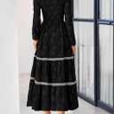PRETTYGARDEN Long Sleeve Dress for Women 2026 Fall Elegant Modest Floral Boho Smocked Flowy Wedding Guest Midi Dresses (M)