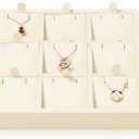 Oirlv Microfiber 9 Slots Jewelry Pendant Display Tray Jewelry Necklace Organizer Display Tray(Beige)