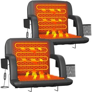 Suteck Heated Stadium Seats for Bleachers 2-Pack, 25" Wide with USB Heat (Black)