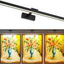 Wireless Picture Lights for Wall, Battery Operated Wall Light for Painting Rechargeable CCT Rotatable Art Gallery Light with Remote Dimmable Timer for Artwork Frame Display Dartboard (Black, 24inch)