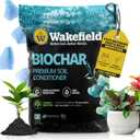 Wakefield Premium Organic Biochar Soil Amendment & Soil Conditioner Certified Carbon-Negative Nutrient-Locking, Water-Efficient Bio Char for Plants & Lawns - Soil Amendments for Lawn - 2 Quart