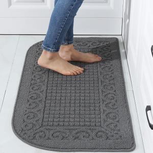 COSY HOMEER 39X20inch Anti Fatigue Kitchen Rug Mats are Made of 100% Polypropylene Half Round Rug Cushion Specialized in Anti Slippery and Machine Washable, Grey