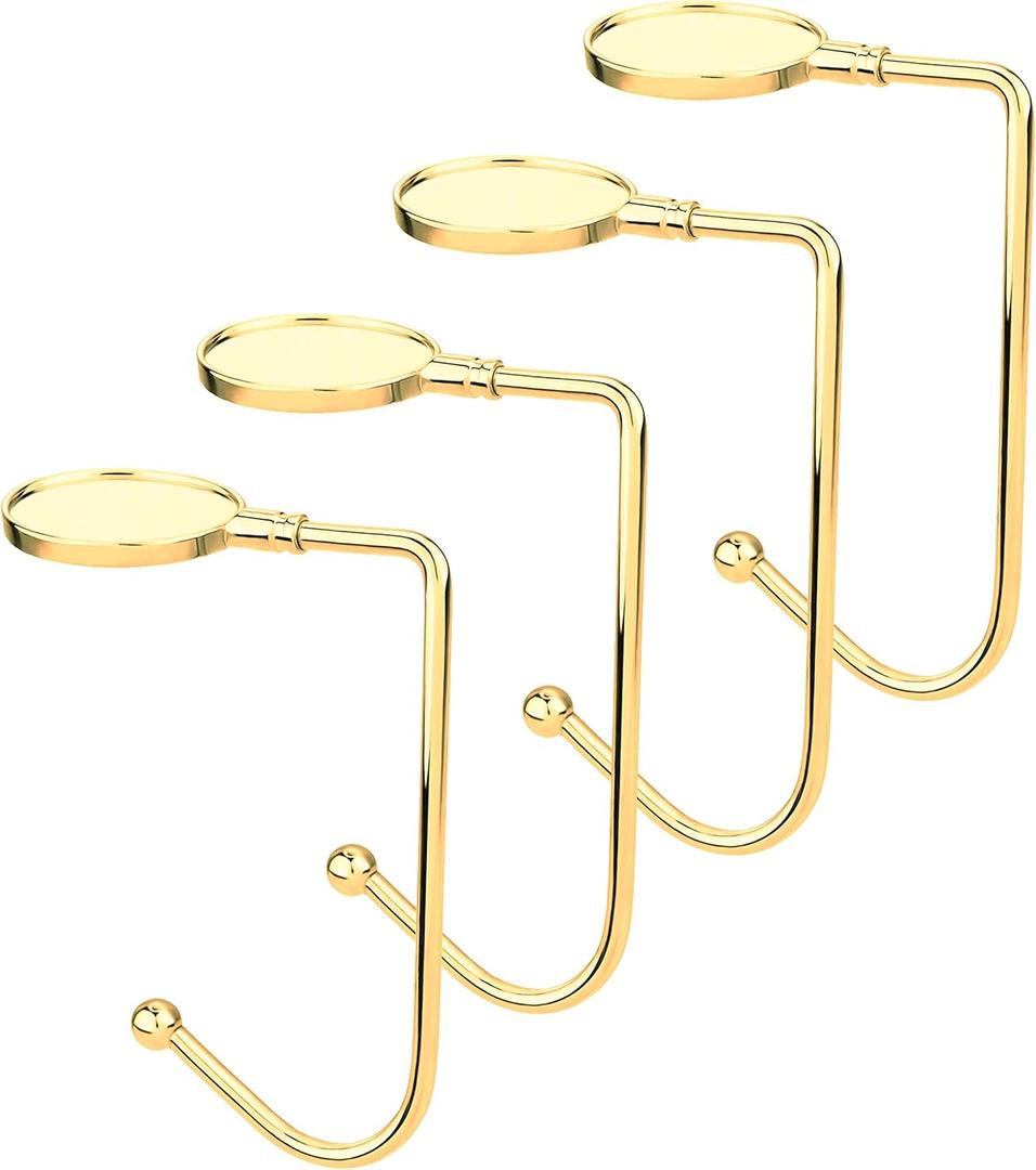 Komotu Christmas Stocking Holder for Mantle - 4 Pack Non-Slip Stocking Mantel Holders Hooks Hanger for Christmas Xmas Fireplace and Party Decoration (Gold)