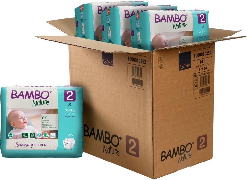Bambo Nature Hypoallergenic Baby Diapers, Eco-Labeled Diapers, Enhanced Leakage Protection, Totally Chlorine-Free, Skin Friendly, and Super Absorbent - Size 4 (180 Count)