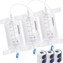 2 Pack Nephrostomy Bags 600ml with Soft 24 Inch Tube, Urine Drainage Bag Portable Fluid with Twist Valve and Adjustable Leg Straps