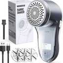 POPCHOSE Fabric Shaver, Lint Shaver for Clothing, Electric Lint Remover with 6-Leaf Blades, Sweater Shavers to Remove Pilling, Clothes Shaver for Couch, Furniture, Fuzz, Lint Ball, USB Rechargeable (Grayish White)