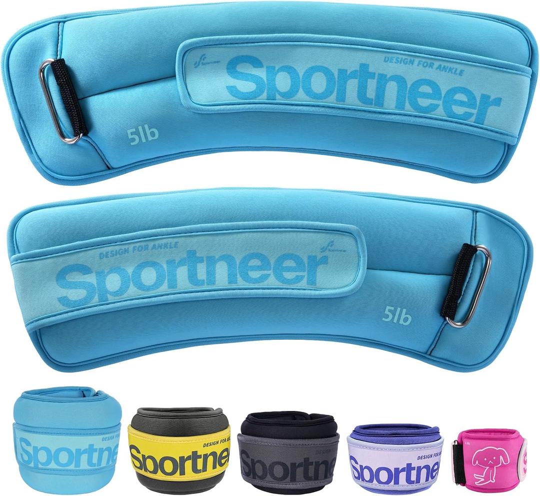 Sportneer Ankle Weights 5 LBS 1 Pair Wrist Leg Arm Weights for Women Men Kids Child with Adjustable Straps, Strength Weighted for Jogging Running Walking Fitness Gym Workout