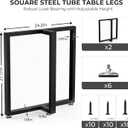 Heavy Duty Metal Table Legs 28H x 24W, T Shape Furniture Legs, 28"H24"W