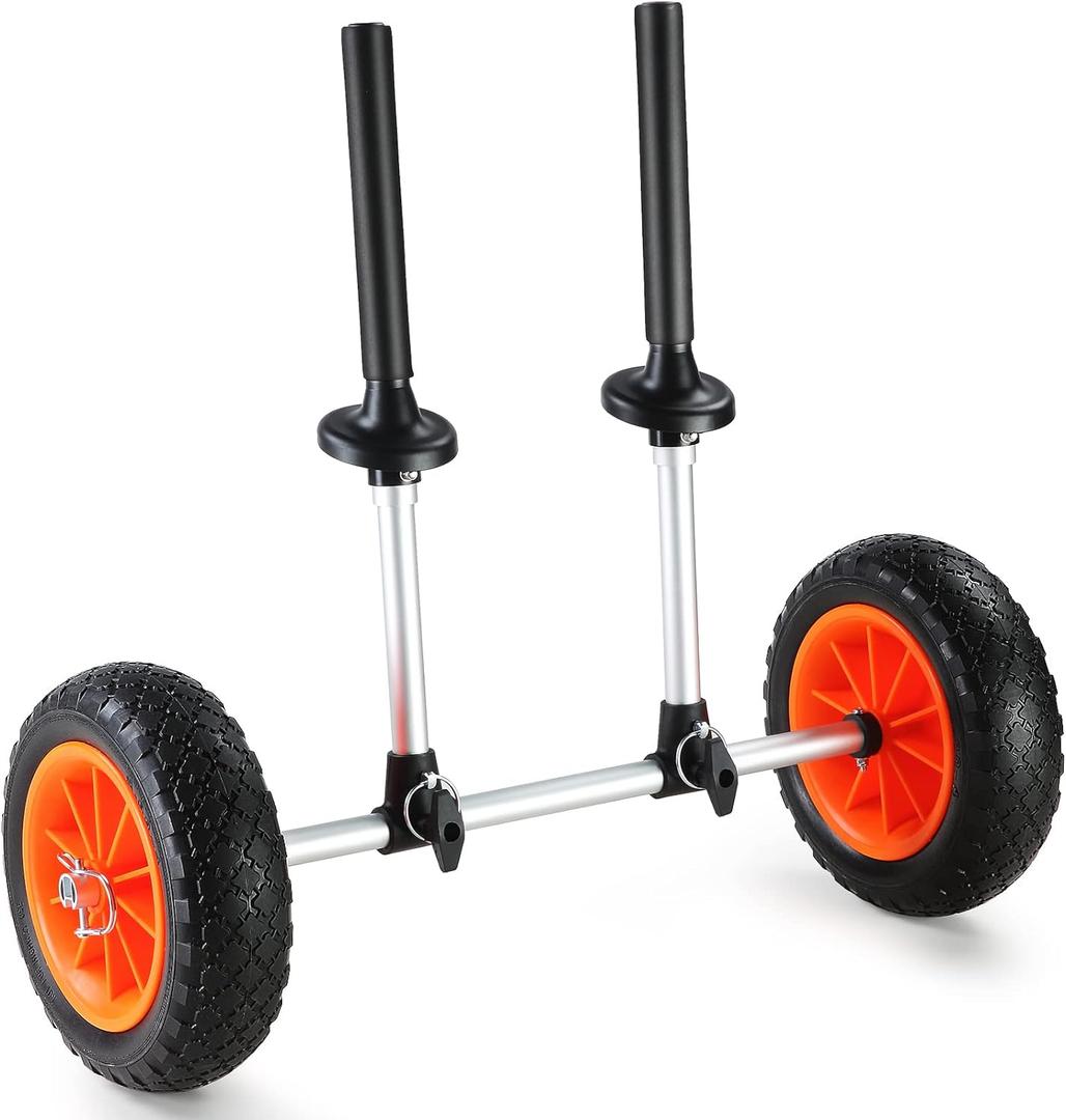 VEVOR Kayak Cart, 280lbs Load Capacity with 10 Inch Solid Tires, Heavy Duty Detachable Canoe Trolley Cart with Adjustable Width & Top Foam Protection, for Kayaks with Drain Holes of 2.54cm and Above