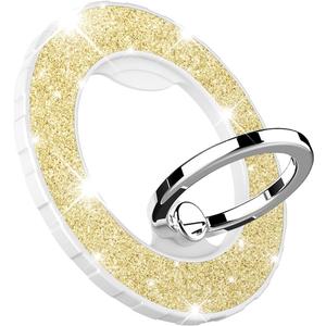 Magnetic Phone Ring Holder for MagSafe, Glitter Magnetic Grip Compatible with iPhone 17 16 15 14 13 12 Pro Max,Pro,Plus,Mini, Pixel 10 Series Mag Safe Accessories,Adjustable Kickstand, Gold