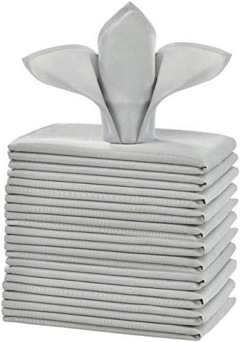 Cieltown Cloth Napkins 1-Dozen, Solid Washable Fabric Napkins Set of 12, Perfect for Weddings, Parties, Holiday Dinner (20 x 20-Inch, Silver)