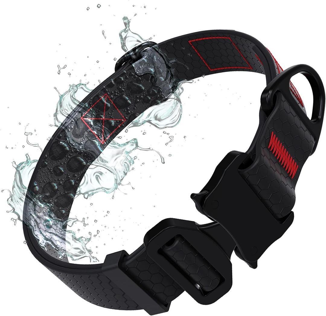 Tuff Pupper Waterproof Action Collar for Dogs | Heavy Duty Water Proof Dog Collar | Tear Proof & Odor Free | Rust-Proof Metal Hardware | Tactical Quick Release Buckle | for Adventurous, Active Dogs (Large 17 - 24", Epic Black)
