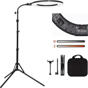 18" 60W LED Ring Light with Light Stand,Soft Tube,Phone Holder, Beauty Lighting Eyebrow Eyelash Extension Tattoo Lamp Makeup Selfie Live Streaming Dimmable Photography Studio Video Light
