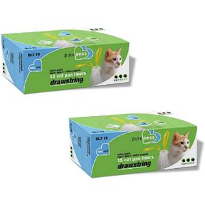 Pure-Ness Drawstring Cat Pan Liners,Pack of 2 (15-Count X 2)