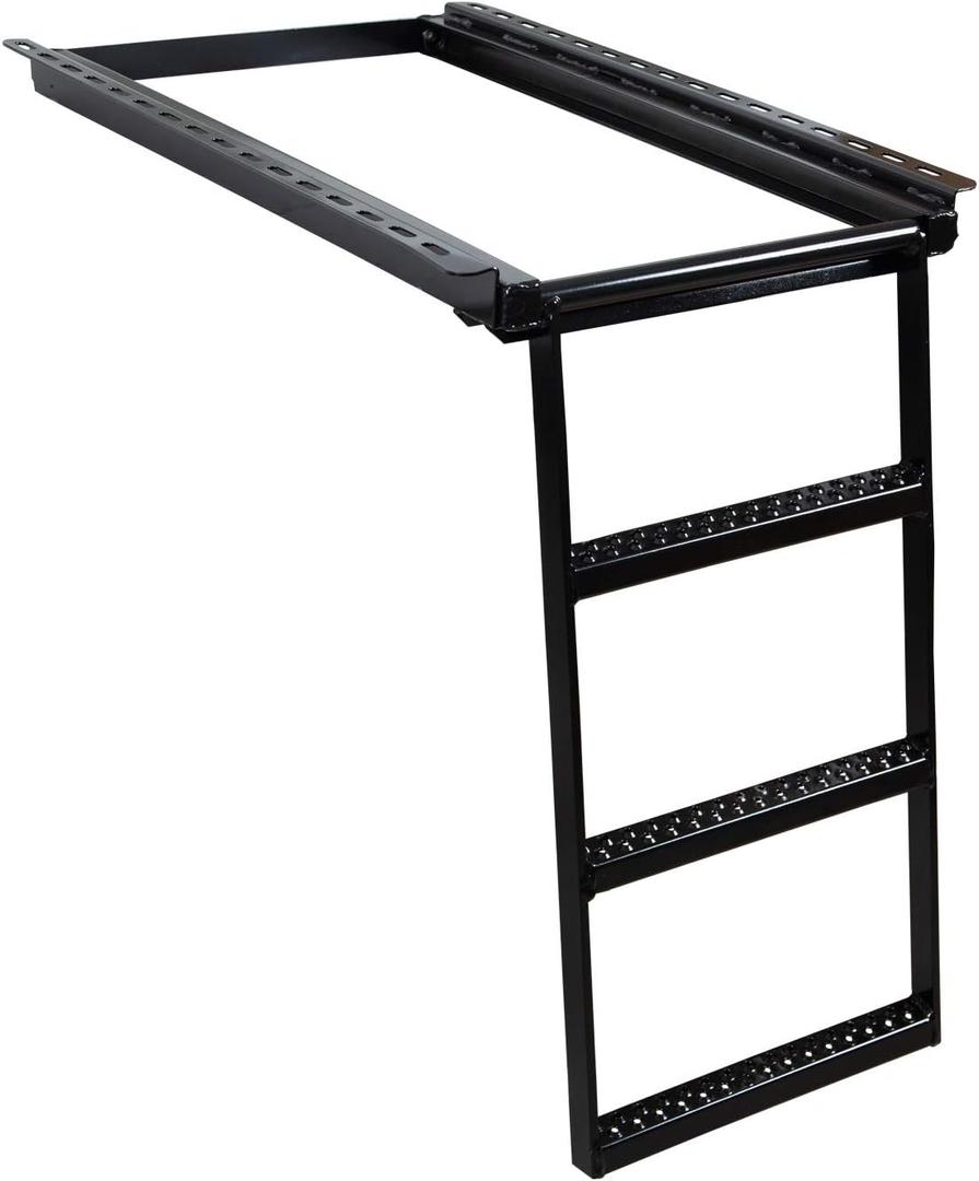 Buyers Products 5233000 Black 3 Rung Retractable Truck Step, Heavy Duty Non Slip Truck Bed Ladder Step for Trucks, Trailers, Semis, Powder Coated Steel, Slide In Storage, Bolt On or Weld On Install
