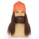 Long Fluffy Straight Heat Resistant Fiber Costume Halloween Cosplay Beard Men Women Wig